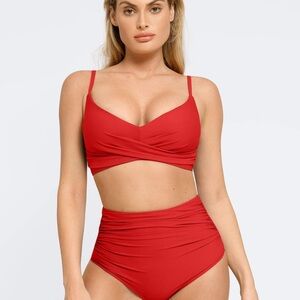 Shapewear Ruched Sculpting Bikini Top and Bottom Set
